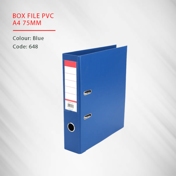 BOX FILE PVC A4 75MM BLUE