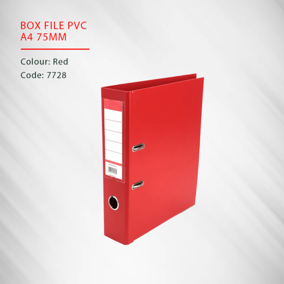 BOX FILE PVC A4 75MM RED