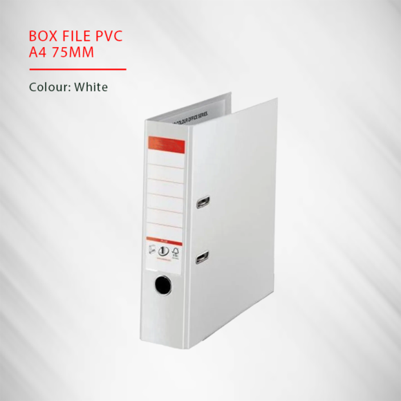 BOX FILE PVC A4 75MM WHITE