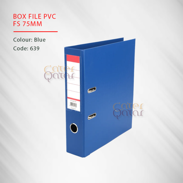 BOX FILE PVC FS 75MM BLUE