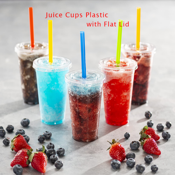Plastic Cups Clear with Flat Lid Qatar