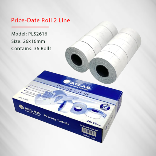 price label roll white 2line