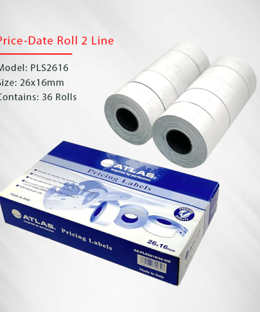 price label roll white 2line