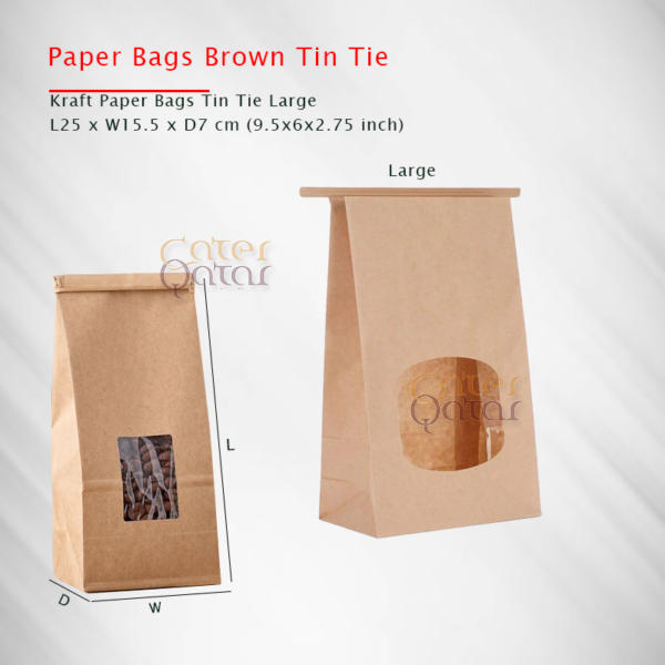 Paper bag brown Tin Tie Large