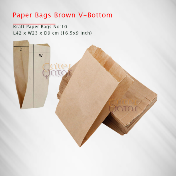 paper Bags Brown V-Bottom No-10