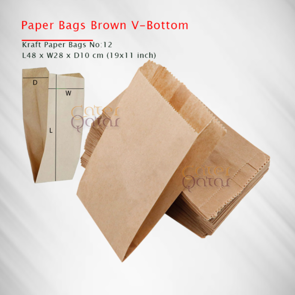 paper Bags Brown V-Bottom No-12