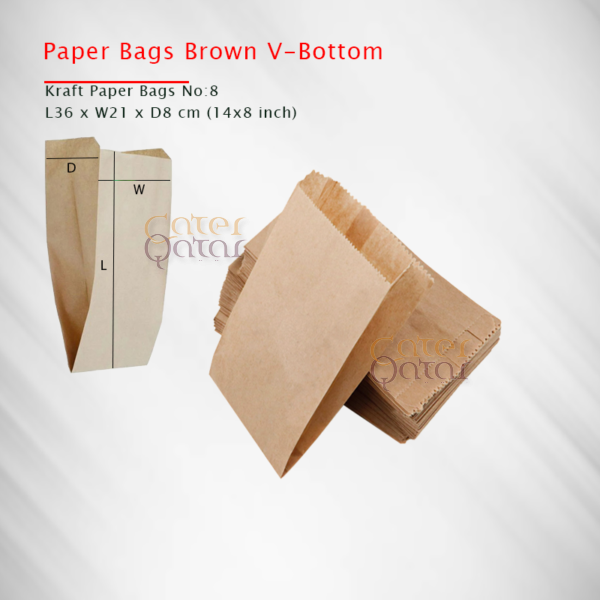 paper Bags Brown V-Bottom No-8-1