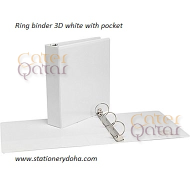 Ring binder 3D white with pocket www.stationerydoha.com