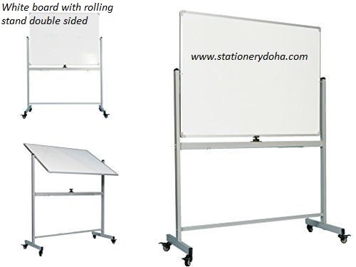 White board double sided with rolling stand www.stationerydoha.com