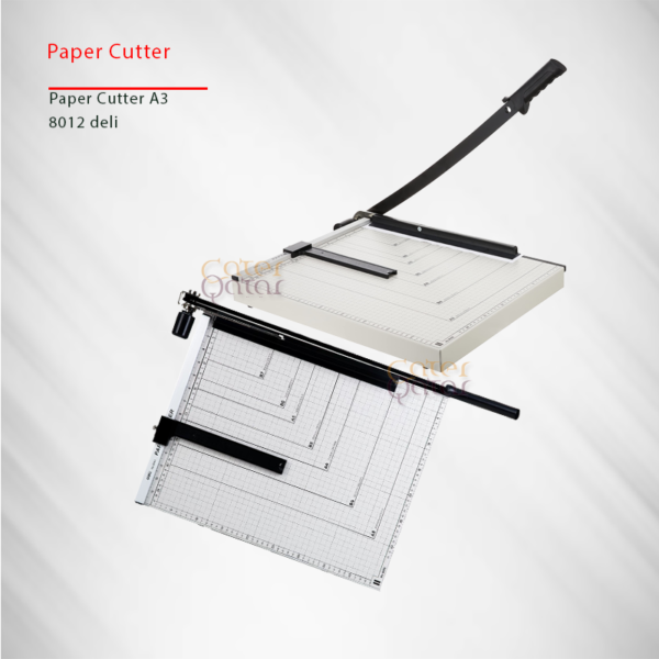 Paper Cutter A3 Metal Base قاطعة ورق بقاعدة معدنية Type : Metal Base Brand : Deli Model : 8012