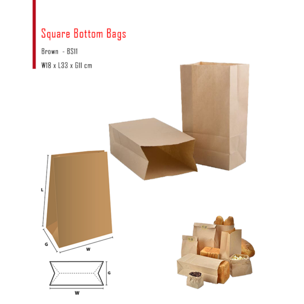 Paper bag brown square bottom - Image 3