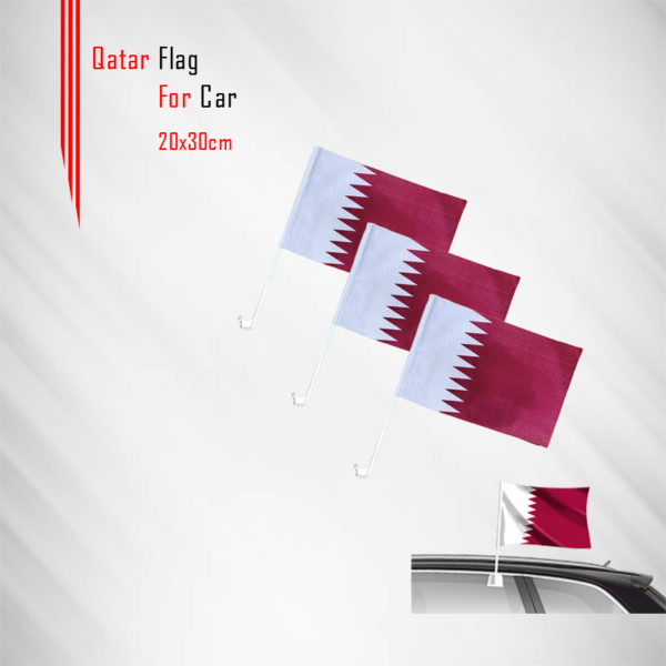 Qatar Flag with Car Holder in Qatar