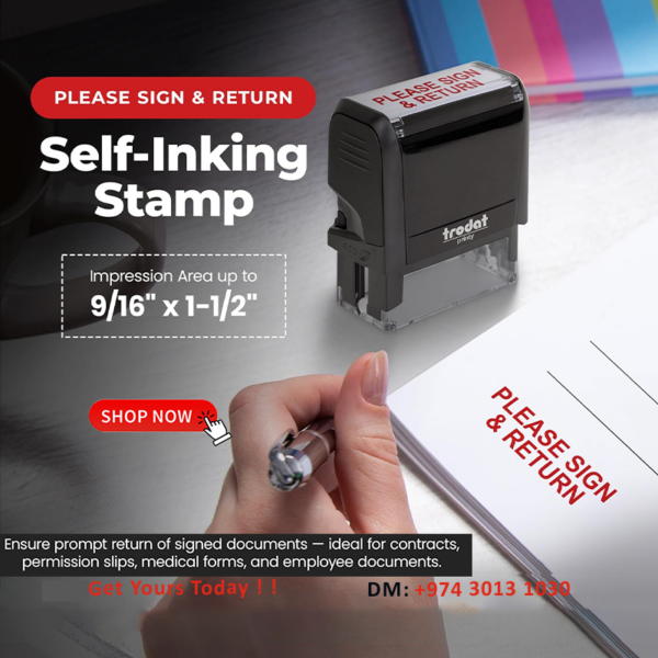 stamp PLEASE SIGN ND RETURN in Qatar